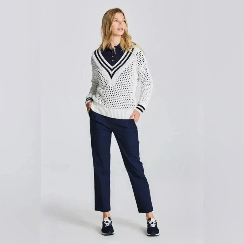 Gant White Knit V Neck Sweater NWT - Picture 5 of 11